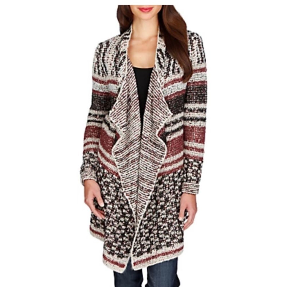 Lucky Brand Mixed Stripe Cardigan Sweater sz M